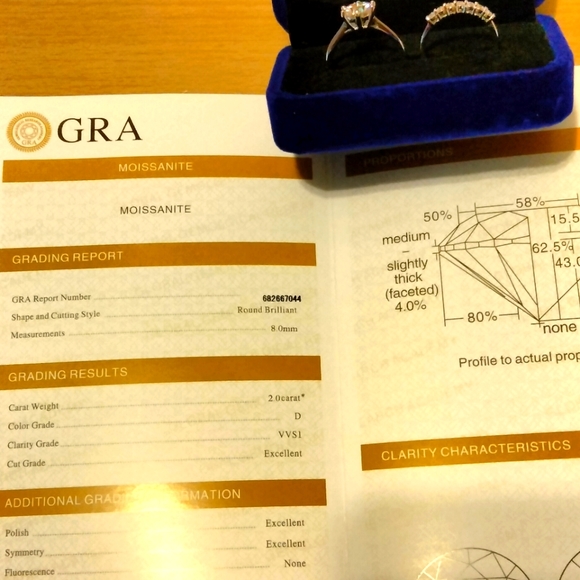 Moissanite 2.28kt total weight wedding ring set - Picture 7 of 11